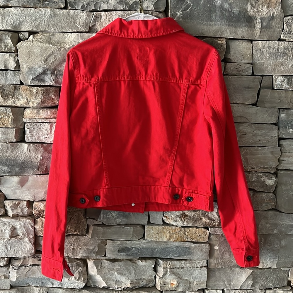 Bright red cotton jean jacket - Picture 4 of 4
